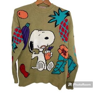 Vintage Snoopy and Friends By Bill Ditfort SCHULZ Knit Sweater Two Sided Size M